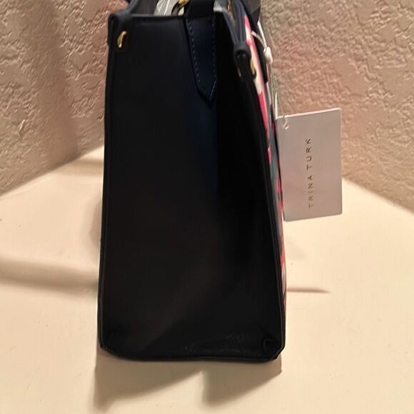 Trina Turk Floral Cloud Tote Top Handle Satchel Bag Blue Pink Bold Maximalist - Picture 6 of 16